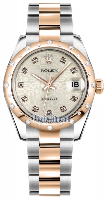 Rolex Datejust 31mm Stainless Steel and Rose Gold 178341 Jubilee Silver Diamond Oyster